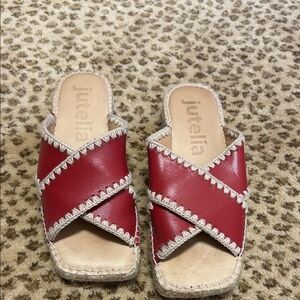 Jutella Red Crisscross Espadrille Sandals
